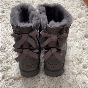Grey UGG Bailey Bow Boots